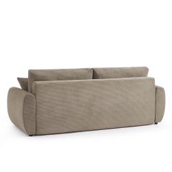 Canapé droit DANILO convertible velours cotelé taupe 3 places