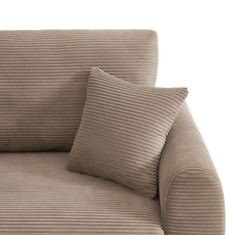 Canapé droit DANILO convertible velours cotelé taupe 3 places