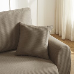 Canapé droit DANILO convertible velours cotelé taupe 3 places