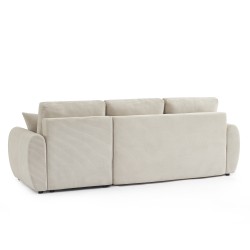 Canapé d'angle DANILO convertible velours côtelé beige 4 places