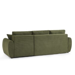Canapé d'angle DANILO convertible velours côtelé vert 4 places