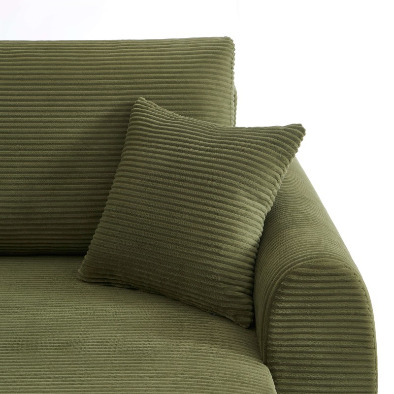 Canapé d'angle DANILO convertible velours côtelé vert 4 places