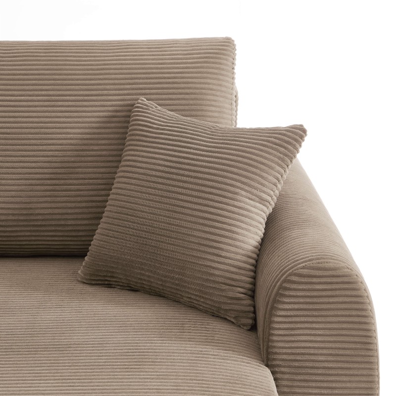 Canapé d'angle DANILO convertible velours côtelé taupe 4 places