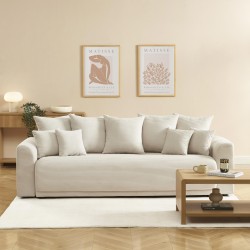 Canapé droit SOLINE convertiblevelours cotêlé beige 3 places