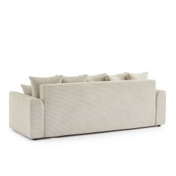 Canapé droit SOLINE convertiblevelours cotêlé beige 3 places
