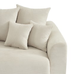 Canapé droit SOLINE convertiblevelours cotêlé beige 3 places