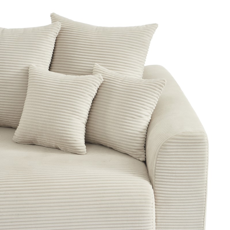 Canapé droit SOLINE convertiblevelours cotêlé beige 3 places