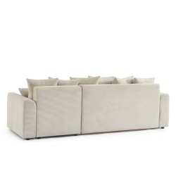Canapé angle SOLINE convertible velours côtelé beige 4 places