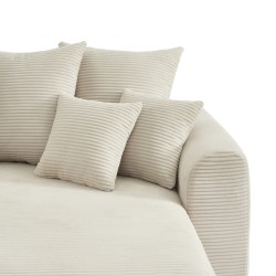 Canapé angle SOLINE convertible velours côtelé beige 4 places