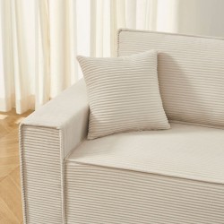 Canapé droit ZOLA convertible velours côtelé beige 3 places