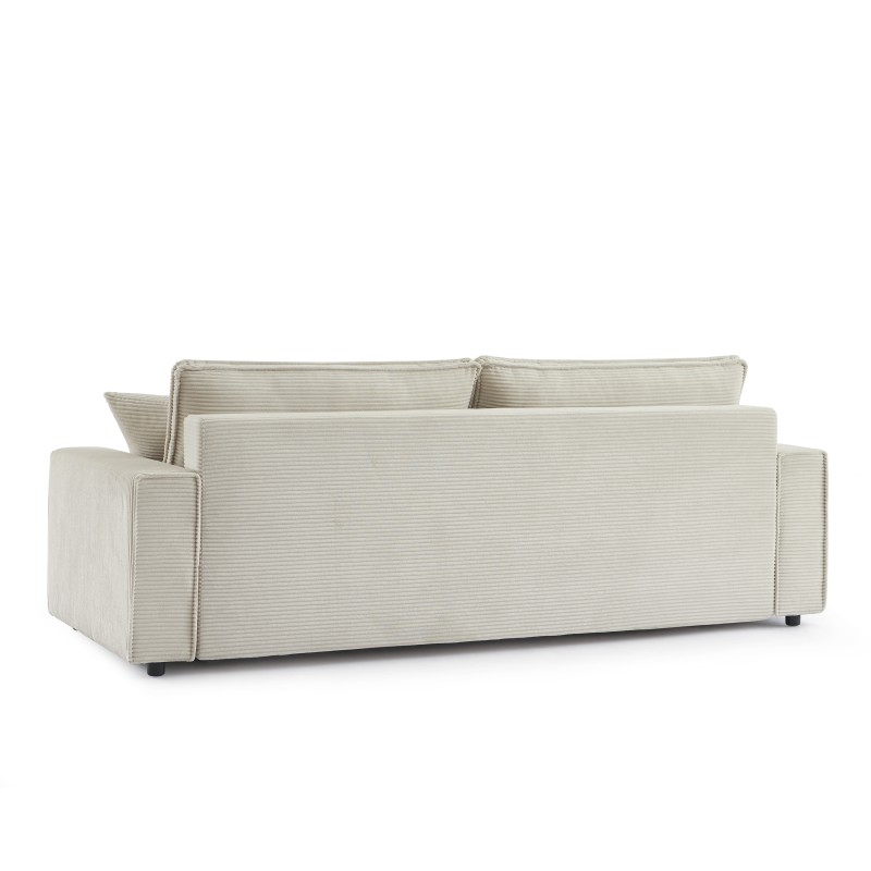 Canapé droit ZOLA convertible velours côtelé beige 3 places