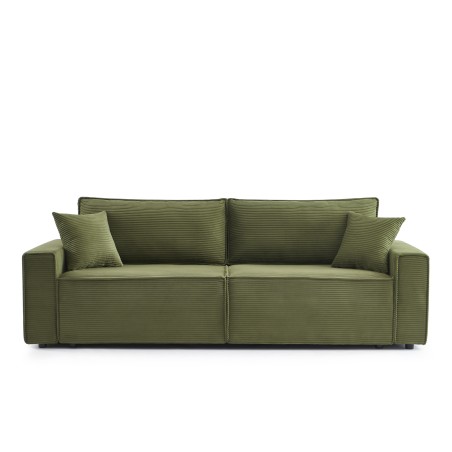Canapé droit ZOLA convertible velours côtelé vert 3 places