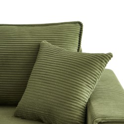 Canapé droit ZOLA convertible velours côtelé vert 3 places