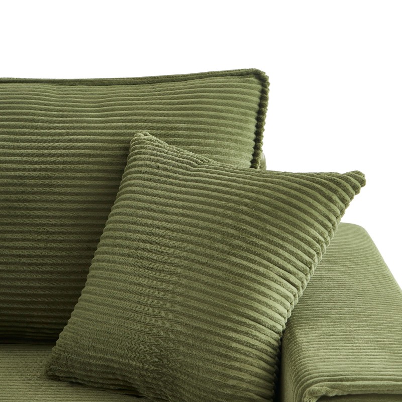 Canapé droit ZOLA convertible velours côtelé vert 3 places