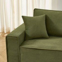 Canapé droit ZOLA convertible velours côtelé vert 3 places