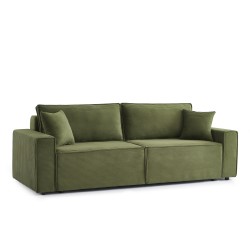 Canapé droit ZOLA convertible velours côtelé vert 3 places