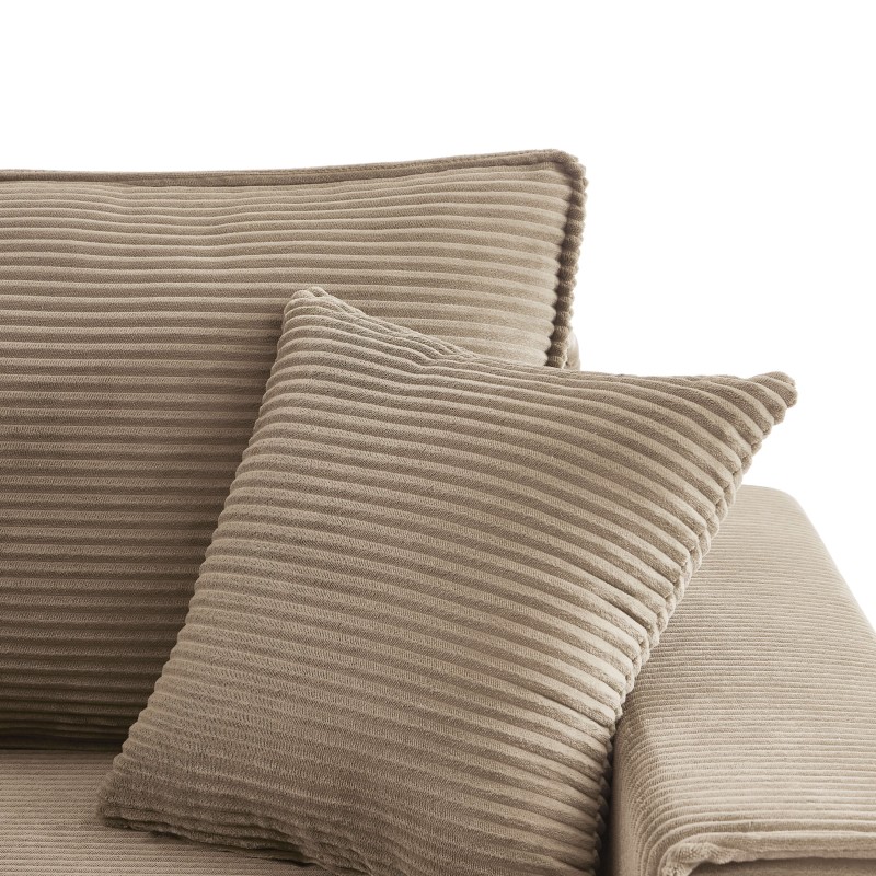 Canapé droit ZOLA convertible velours côtelé taupe 3 places