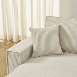 Canapé d'angle ZOLA convertible et réversible velours côtelé beige