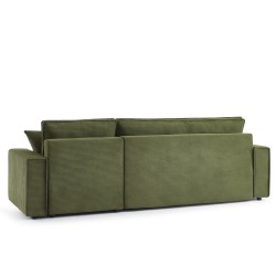 Canapé d'angle ZOLA convertible et réversible velours côtelé vert