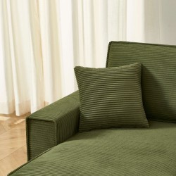 Canapé d'angle ZOLA convertible et réversible velours côtelé vert