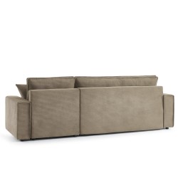 Canapé d'angle ZOLA convertible et réversible velours côtelé taupe 4 places