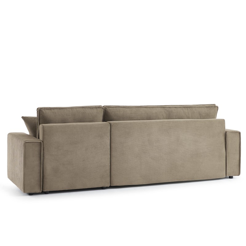 Canapé d'angle ZOLA convertible et réversible velours côtelé taupe 4 places