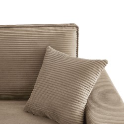 Canapé d'angle ZOLA convertible et réversible velours côtelé taupe 4 places