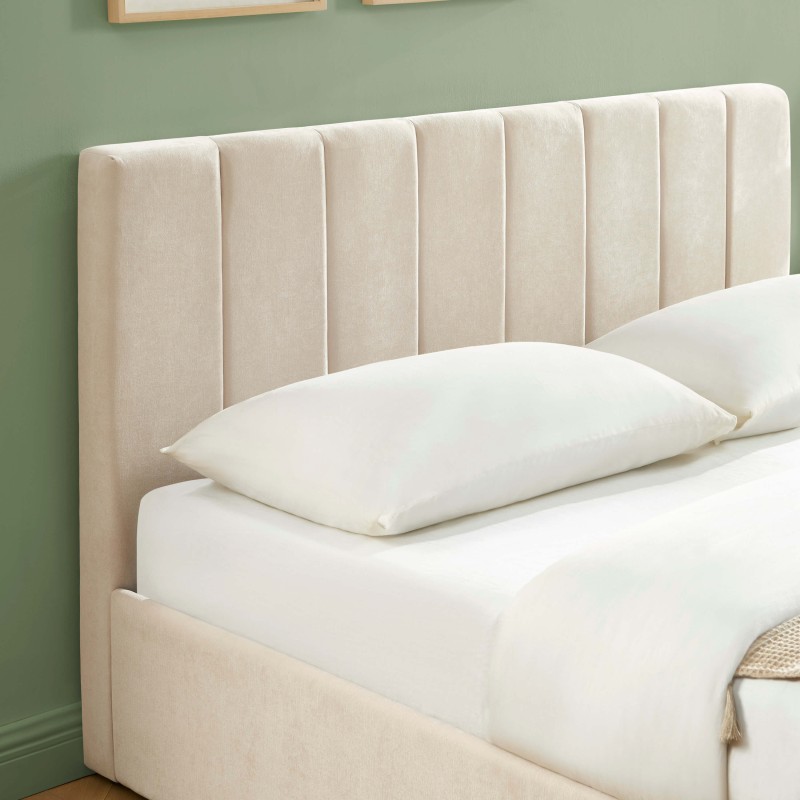 Lit coffre DARIO en tissu beige 160 x 200 cm