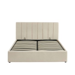 Lit coffre DARIO en tissu beige 160 x 200 cm