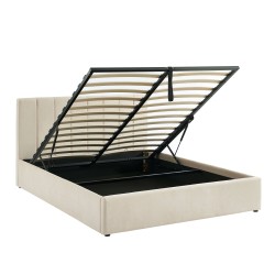 Lit coffre DARIO en tissu beige 160 x 200 cm
