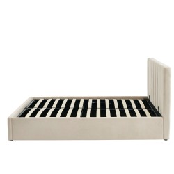 Lit coffre DARIO en tissu beige 160 x 200 cm