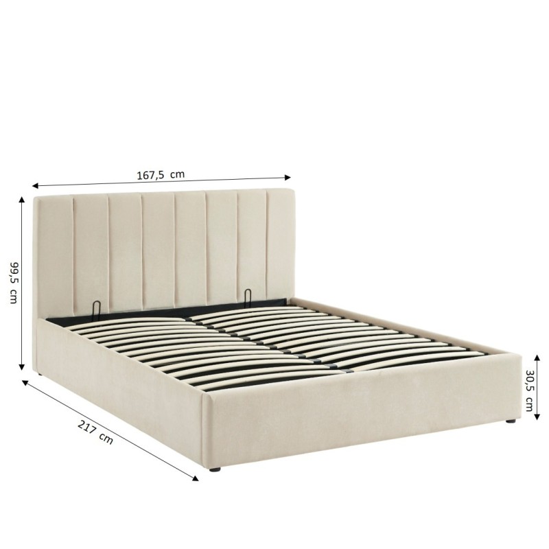 Lit coffre DARIO en tissu beige 160 x 200 cm
