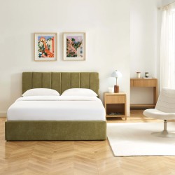 Lit coffre DARIO en tissu vert 160 x 200 cm