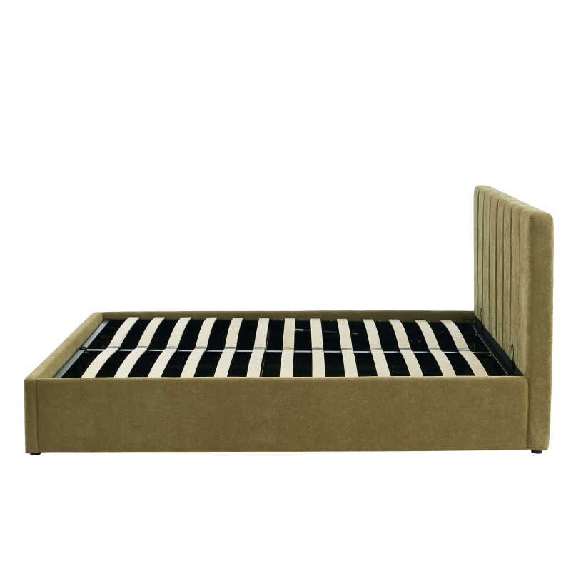 Lit coffre DARIO en tissu vert 160 x 200 cm