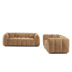 Set divani fissi 3+2 MATILDA in tessuto ciniglia terracotta
