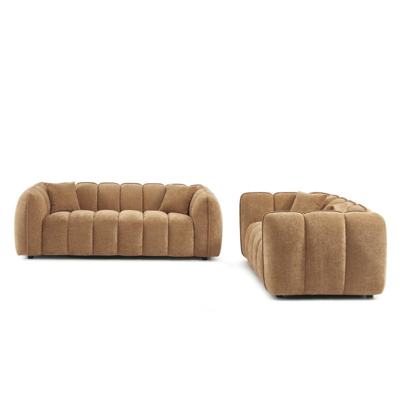 Set divani fissi 3+2 MATILDA in tessuto ciniglia terracotta