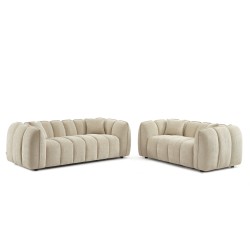 Set divani fissi 3+2 MATILDA in tessuto ciniglia beige