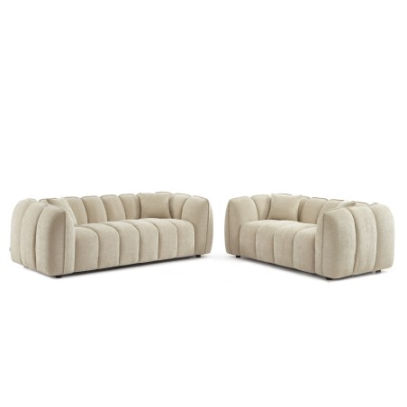 Set divani fissi 3+2 MATILDA in tessuto ciniglia beige