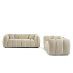 Set divani fissi 3+2 MATILDA in tessuto ciniglia beige