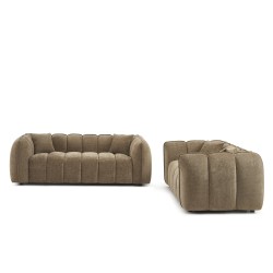 Set divani fissi 3+2 MATILDA in tessuto ciniglia marrone