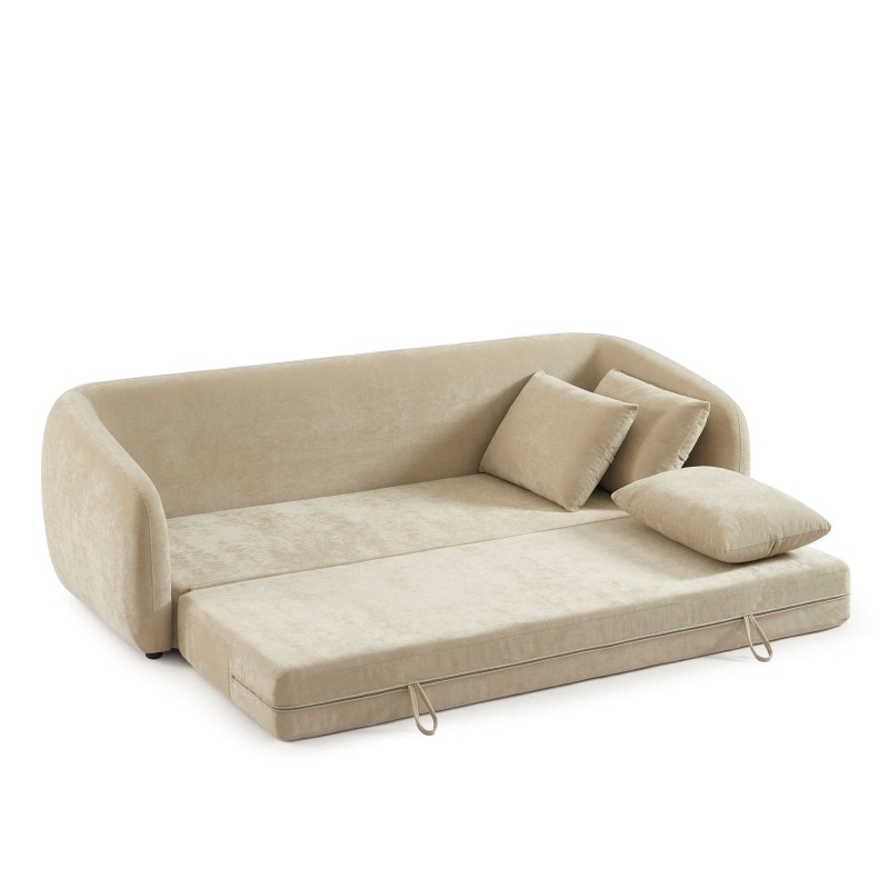 Canapé droit PAZ déplimousse 3 places tissu chenille beige