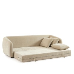 Canapé droit PAZ déplimousse 3 places tissu chenille beige