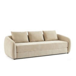 Canapé droit PAZ déplimousse 3 places tissu chenille beige