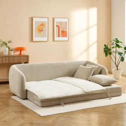 Canapé droit PAZ déplimousse 3 places tissu chenille beige