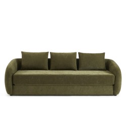 Canapé droit PAZ déplimousse 3 places tissu chenille vert