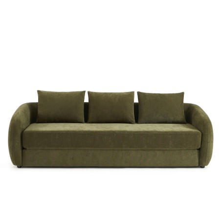 Gerades Sofa PAZ mit Schaumstoffpolsterung, 3-Sitzer, grüner Chenille-Stoff