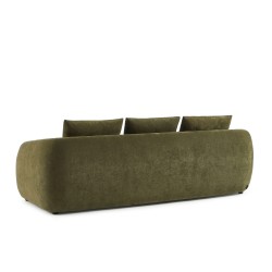 Canapé droit PAZ déplimousse 3 places tissu chenille vert