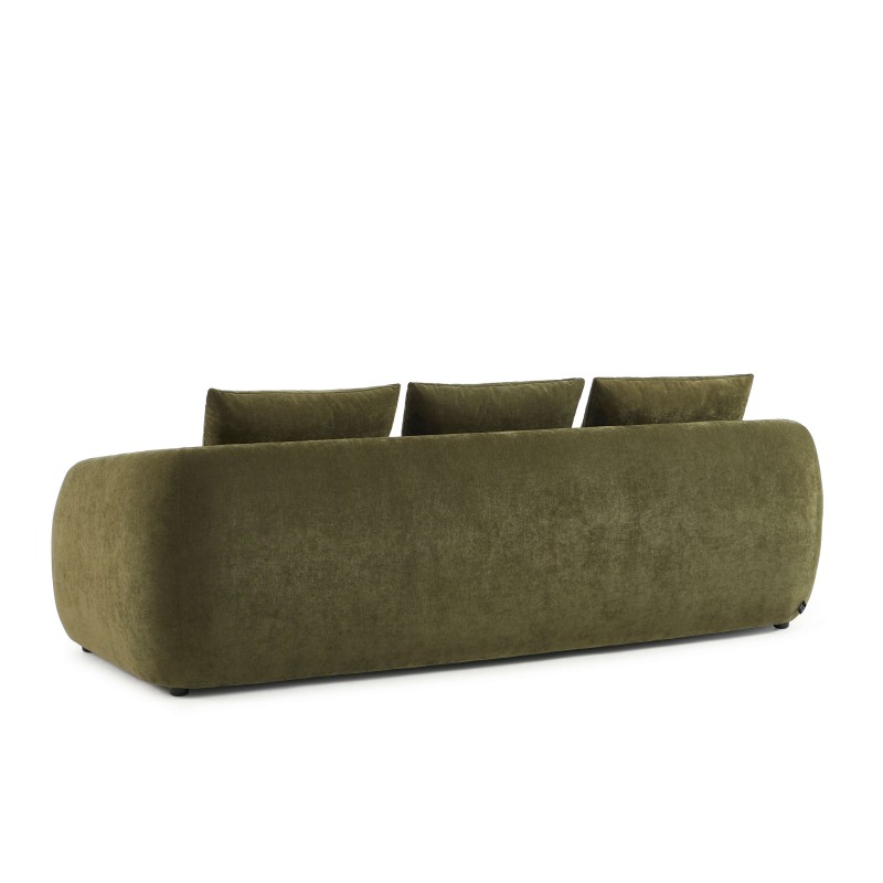 Canapé droit PAZ déplimousse 3 places tissu chenille vert