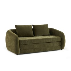 Canapé droit PAZ déplimousse 2 places tissu chenille vert