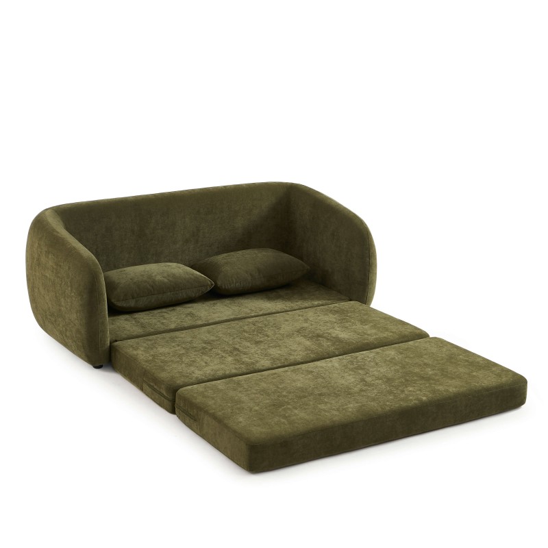 Canapé droit PAZ déplimousse 2 places tissu chenille vert